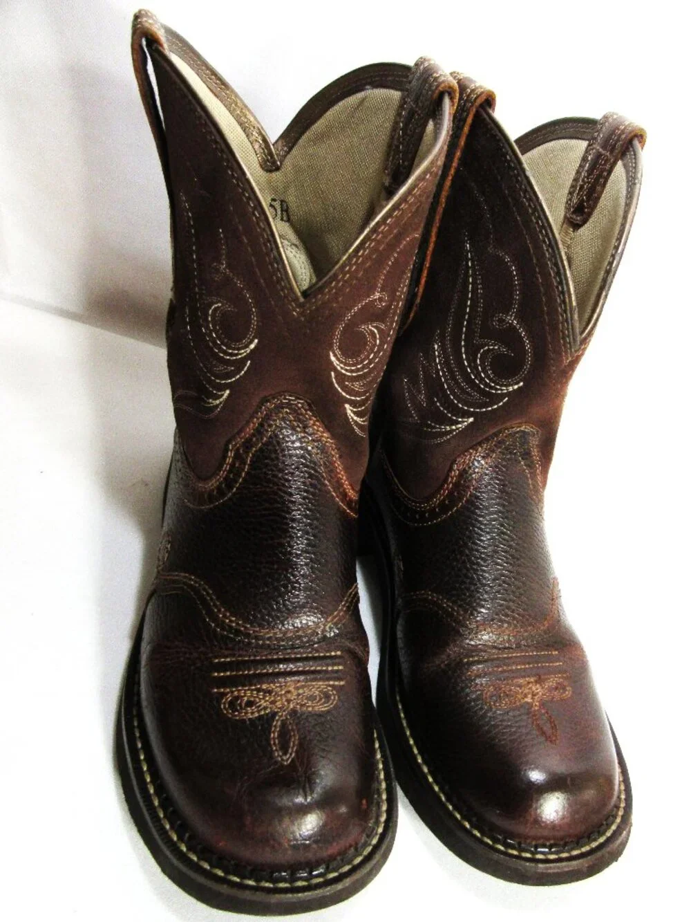 ARIAT WOMEN'S LEATHER BABY PHAT WESTERN BOOTS SIZE 8.5B RUSSET BROWN - Picture 4 of 12
